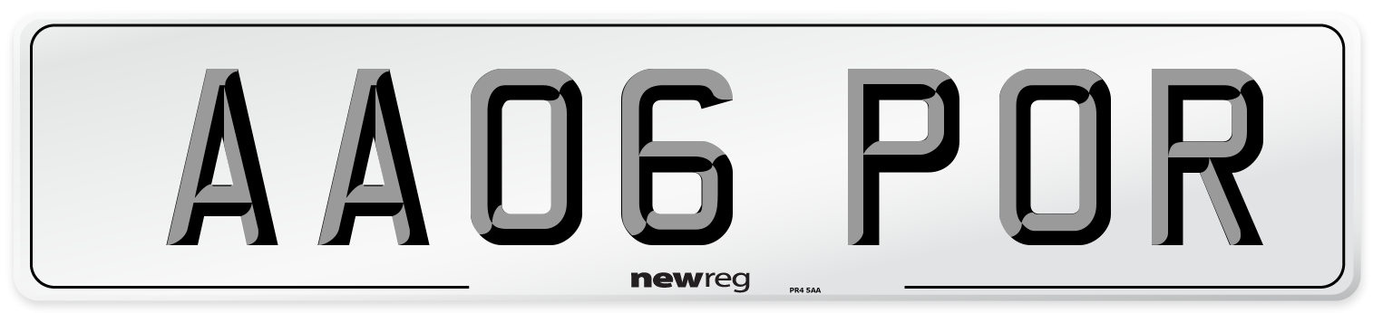 AA06 POR Number Plate from New Reg